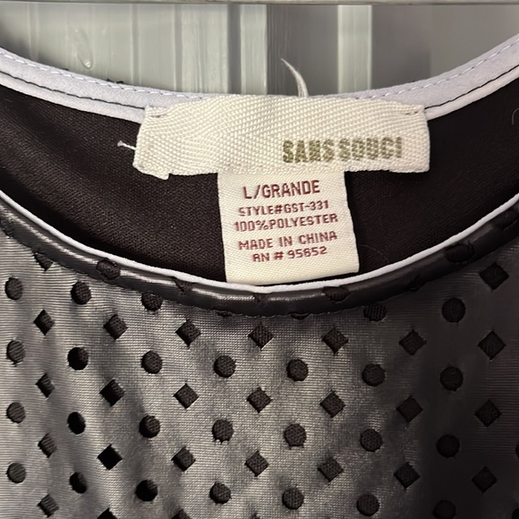 SANS SOUCI Large Sleeveless White Black Top Polyester Dressy Office Casual - Picture 5 of 9